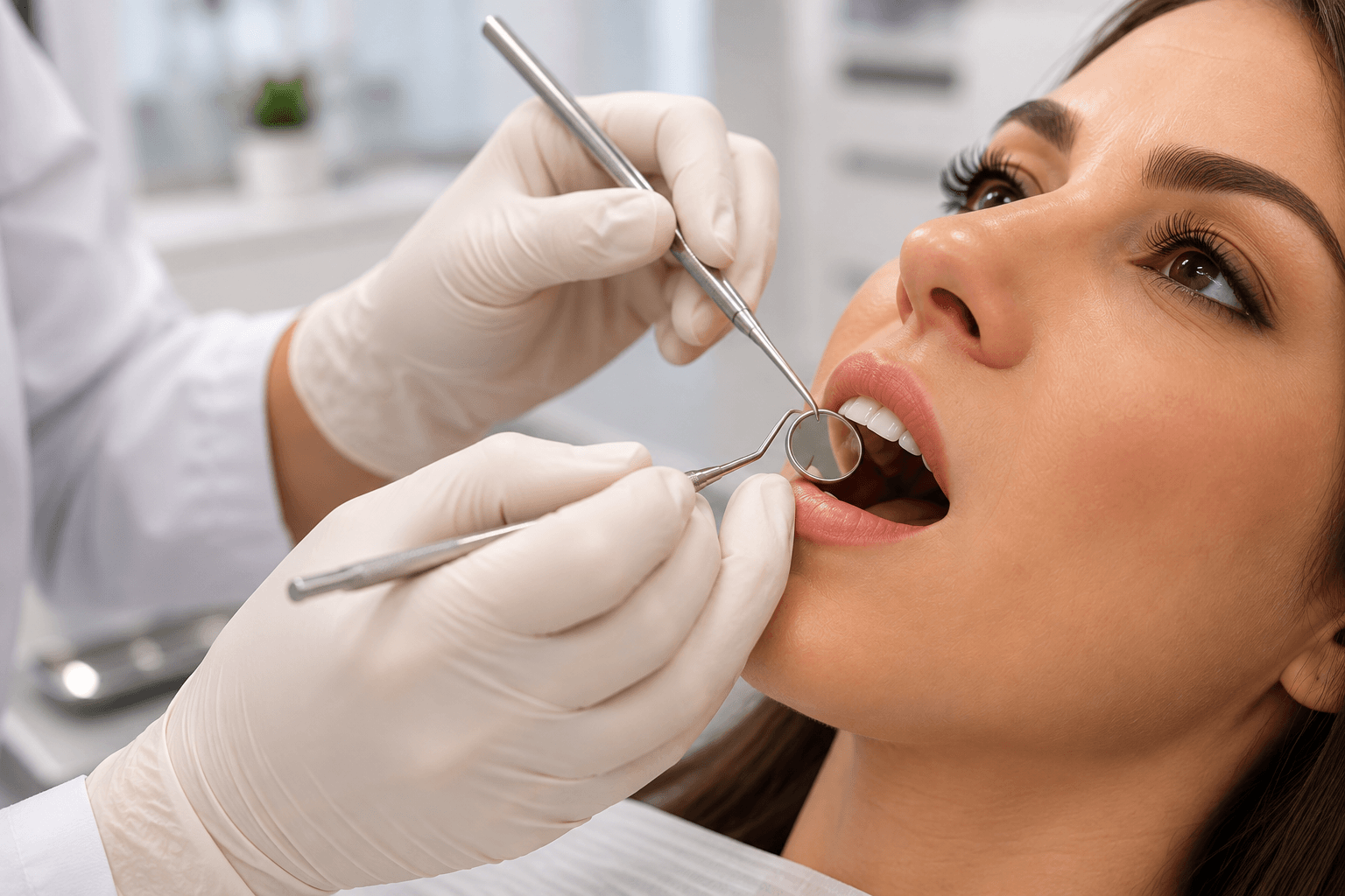Exame clínico durante check-up odontológico na PGK Odontologia em São Paulo