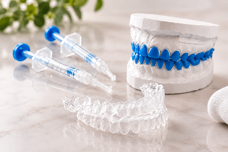 Clareamento dental caseiro com moldeira e gel clareador supervisionado