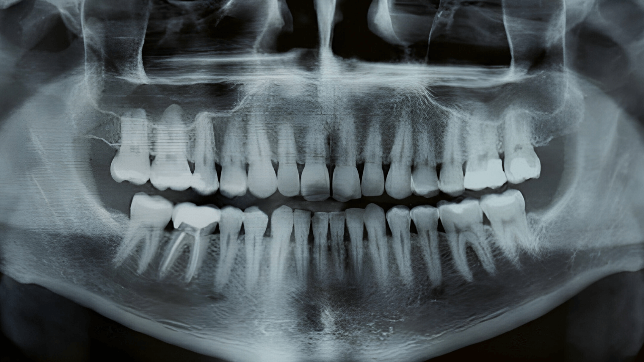 Radiografia panorâmica utilizada no planejamento de implante dentário